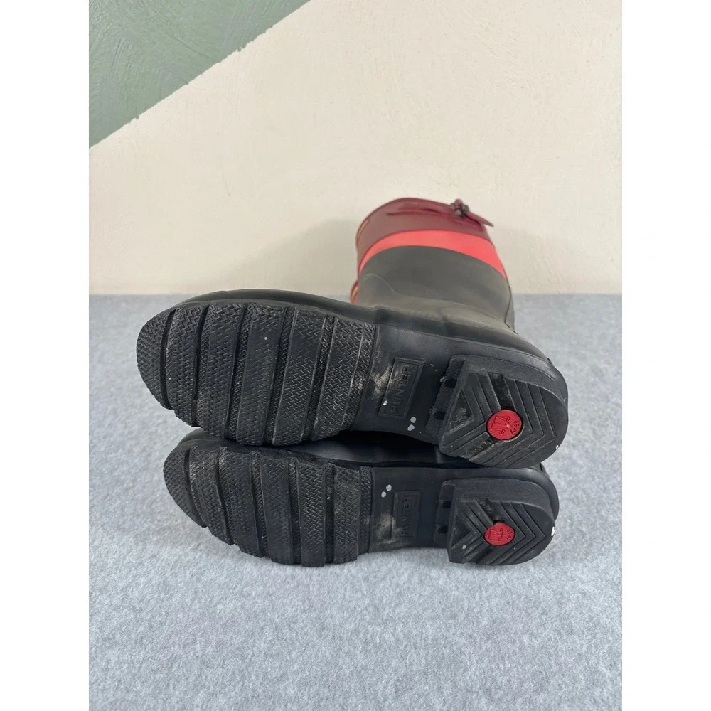 Hunter Women's Size 7F Red‎ Black Colorblock Tall Waterproof Utility Rain Boots